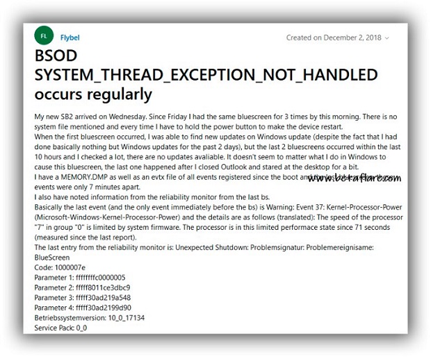 Surface Book 2升级KB4467682后出现蓝屏死机问题